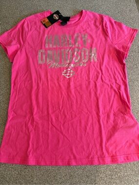 LG Hot Pink Tee with Silver Harley-Davidson Logo